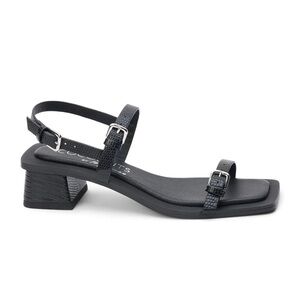 Coconuts by Matisse Black Textured Strappy Low Block Heel Sandals